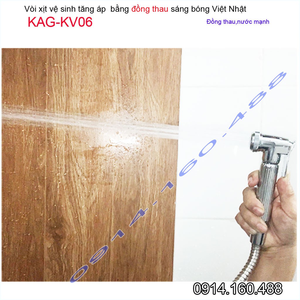 Vòi xịt vệ sinh Việt Nhật Kace KAG-KV06 Chrome, Vòi rửa nhà tắm đồng chuyên dùng cho resort tia phun mạnh sử dụng tốt