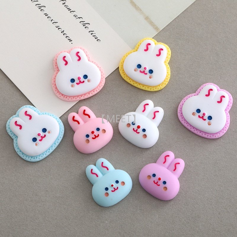 1 Mặt Dây Chuyền Hình Đầu Thỏ Hoạt Hình Thủ Công DIY Bằng Nhựa Resin