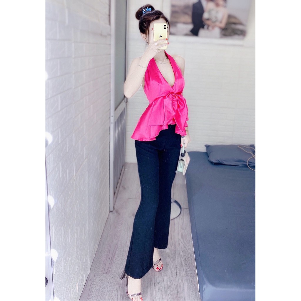 áo yếm phi lụa siêu xinh phối nơ trước hot hit,xinh xắn cực cool