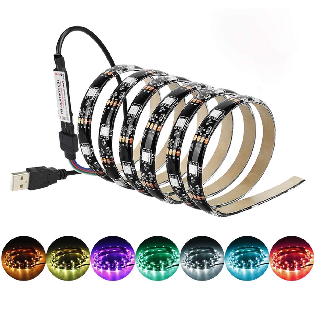 Dây đèn LED trang trí 5V 2835 màu RGB kèm điều khiển từ xa 17 phím
