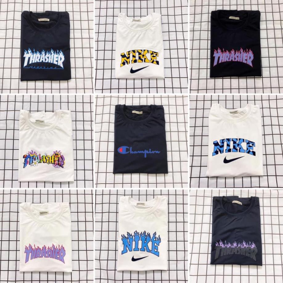 [HOT] Áo Thun form rộng tay lỡ nam nữ unisex In Logo hiệu Ủi Siêu cute, basic chất cotton cổ tròn freesize
