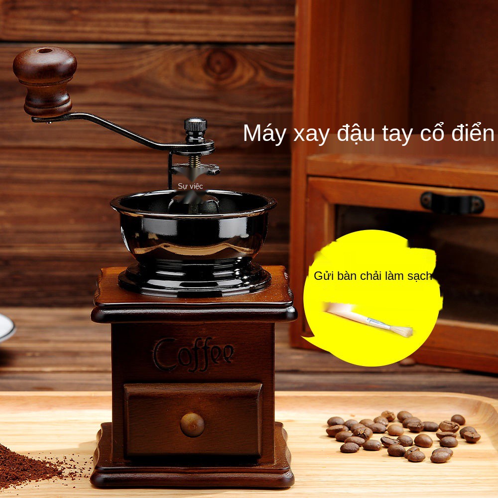 ☢☜❁Máy xay đậu, hạt cà phê, phê quay tay, nhỏ gia đình retro, bột mài