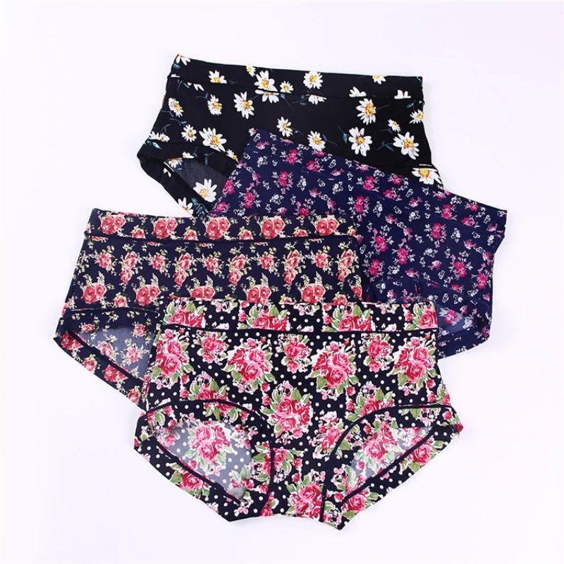 Set 10 Quần Lót Su Hoa Cạp Cao Thông Hơi , Điều Hòa Cao Cấp