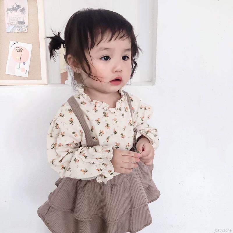 Quần yếm tam giác có dây đeo phối nhún bèo phong cách Châu Âu xinh xắn thời trang dành cho bé gái
