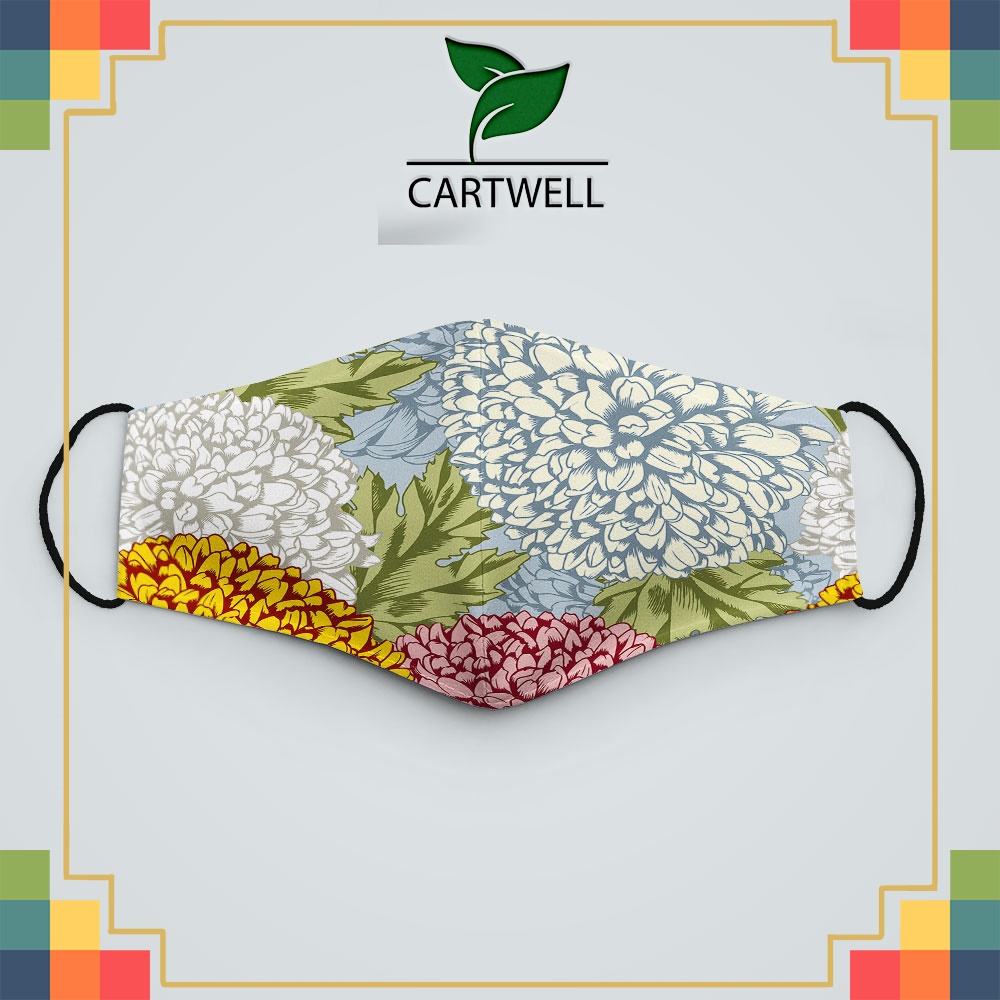 khẩu trang hàn quốc FLOWERS_1543 CARTWELL chất liệu vải mềm 2 lớp, phòng dịch bệnh, lọc không khí