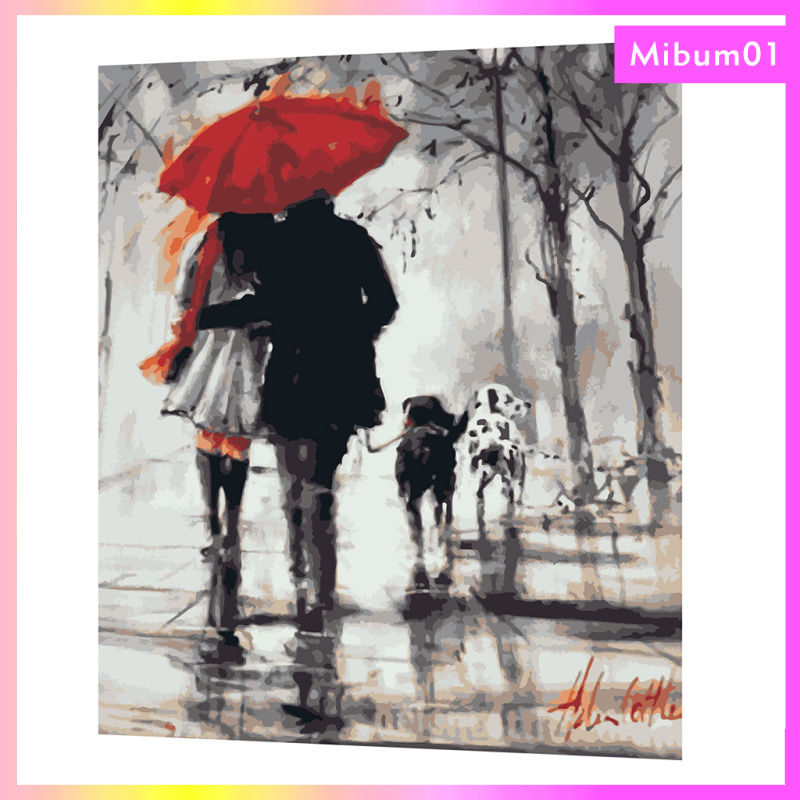 Frameless Pictures Oil Paint DIY Painting By Numbers Kits Wall Art Craft Handpainted Home Decoration For Living Room - Walking In The Rain