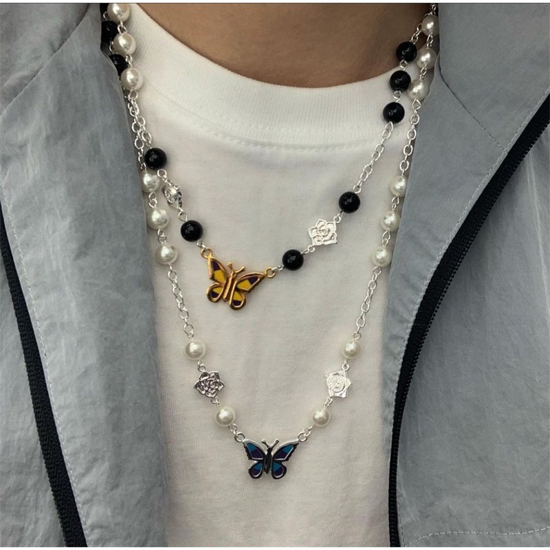 vòng cổ Hợp Kim Mặt Hình Hoa Hướng Dương / Bướm / Cây Dừa Đính Ngọc Trai Nhân Tạo C289