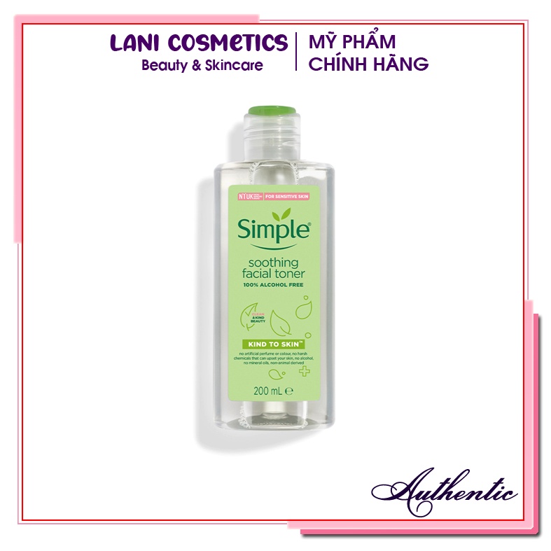 [Mã SRJULY1619 giảm 15K đơn 50K] [MẪU MỚI] Nước Hoa Hồng Soothing Facial Toner Simple cân bằng ẩm cho da 200ml | BigBuy360 - bigbuy360.vn