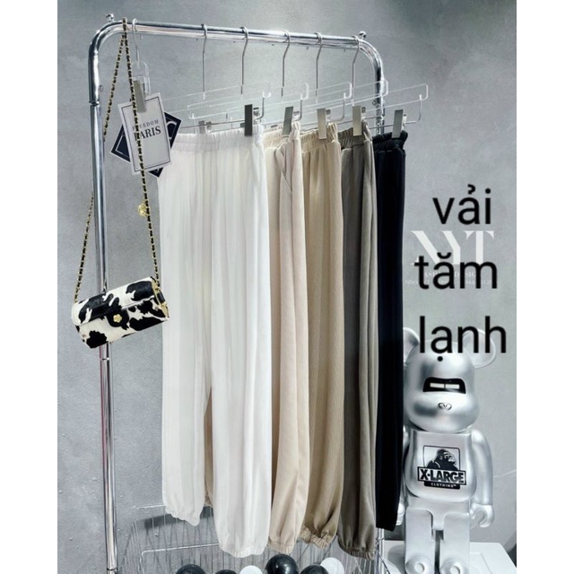 quần bom nữ[9066]   dáng rộng thụng cạp chun nưng cao vải tăm lạnh bo gấu mã