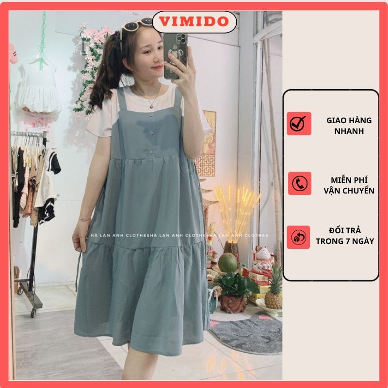 Đầm yếm bầu 2 dây hở lưng dáng maxi cổ yếm suông dài VIMIDO | BigBuy360 - bigbuy360.vn