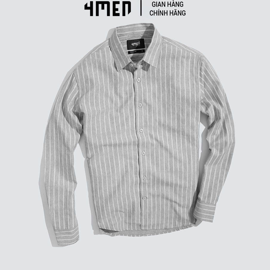 Áo sơ mi nam kẻ sọc 4MEN SM039 dài tay, vải Oxford và Cotton mềm, nhẹ, bền, thoáng mát | BigBuy360 - bigbuy360.vn