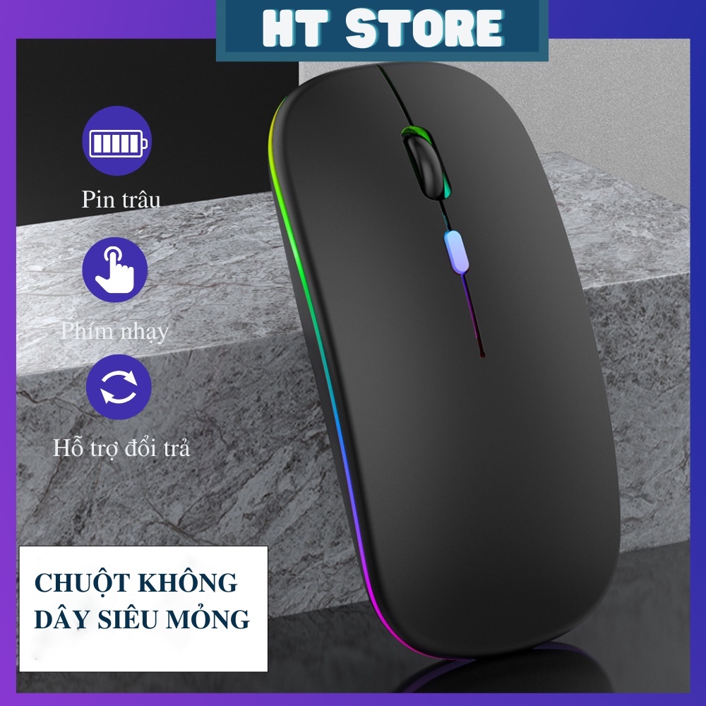Chuột Không Dây Siêu Mỏng Tự Sạc Pin Thiết Kế Nhựa Nhám Chống Bẩn Hiện Đại
