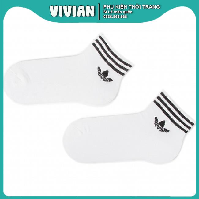 Vớ ADIDAS cổ ngắn 3 sọc [ Free ship ] Tất cổ ngắn nam nữ, Phong cách thể thao, chất liệu cotton kháng mùi hôi