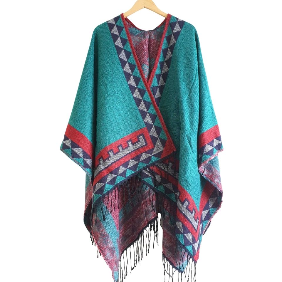 Khăn áo choàng boho thổ cẩm nữ mùa thu đông áo choàng len dạ dày poncho khoác ngoài - Mã LE55 The Collar Box