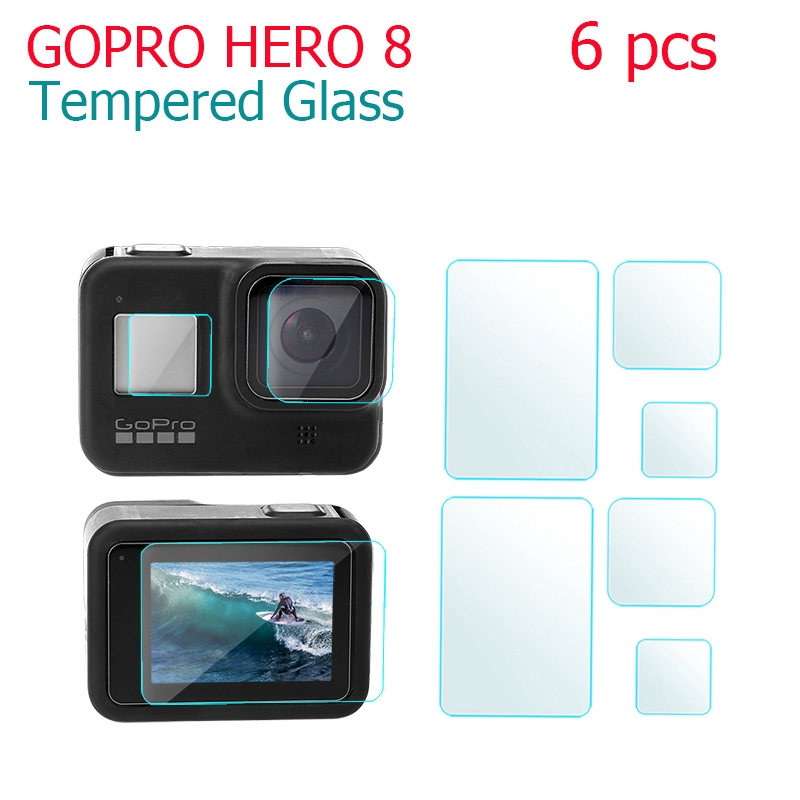 Set 6 Kính Cường Lực 2.5d Bảo Vệ Camera Kèm Phụ Kiện Cho Gopro Hero 8