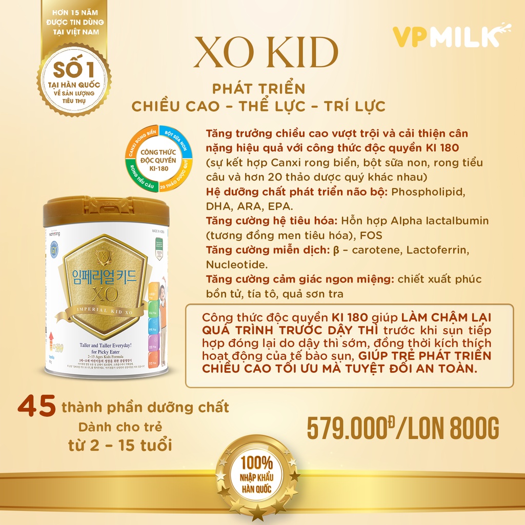 Sữa bột Namyang Imperial Kid XO GT 800g