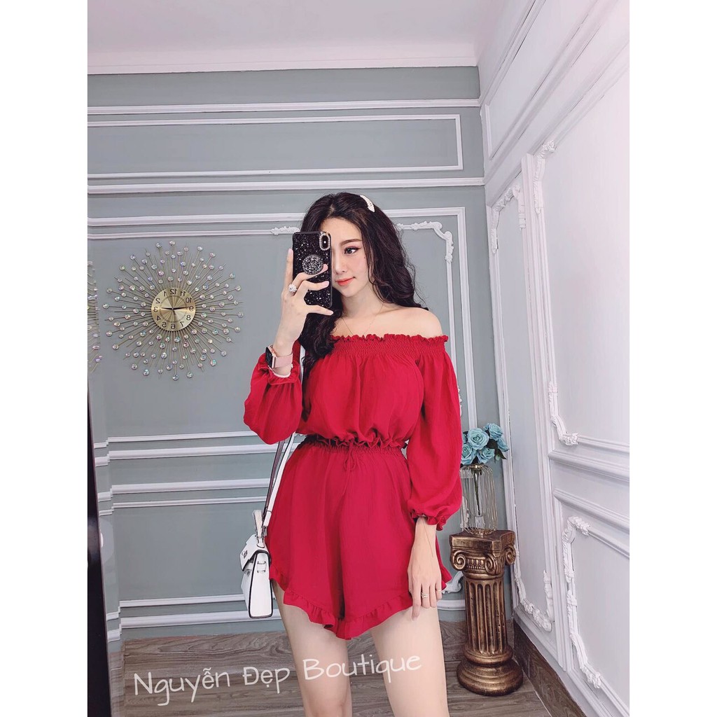 Sét Áo Voan Bẹt Vai Phối Quần Đùi Kiểu Cánh Buồm Phong Cách Mới TTS0565