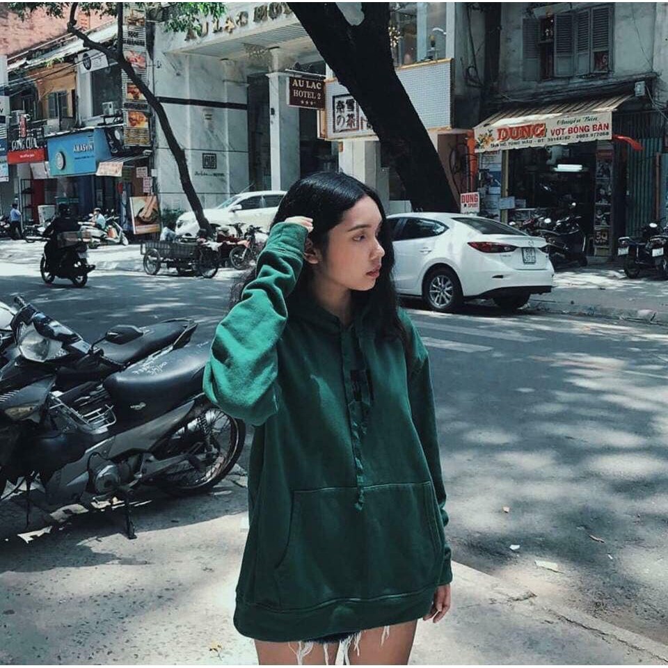 Áo Hoodie Trơn Màu Xanh Rêu - Hoodie Army Green Basic