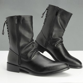 Giày bốt cao cổ nam da bóng