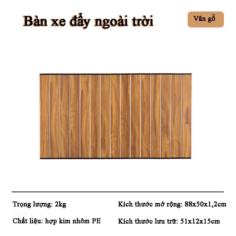 Xe kéo dã ngoại, cắm trại, du lịch Naturehiker chính hãng, nhỏ ngọn, tải trọng 90kg, có thể làm bàn nghỉ trưa