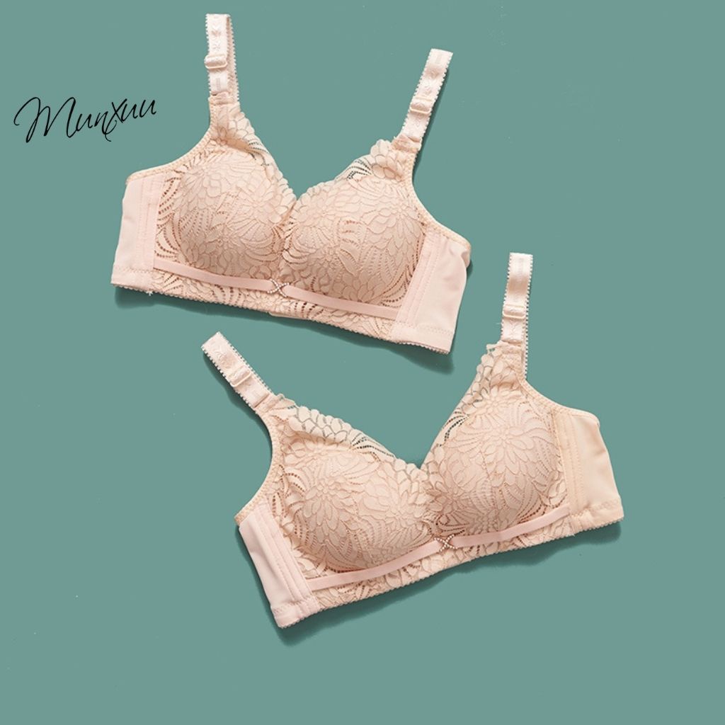 Áo lót nữ phối ren sexy Munxuu không gọng đệm dày vừa nâng ngực và đình hình tạo khe tự nhiên - AV35