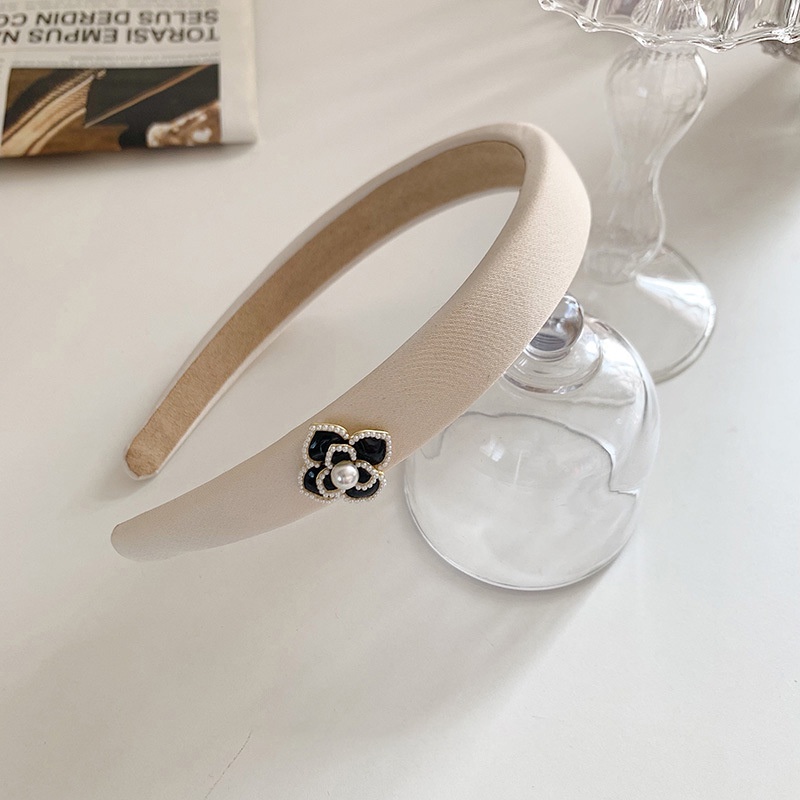 Băng Đô Cài Tóc Màu Sắc Trơn Đính Hoa Trà Phong Cách Hàn Quốc