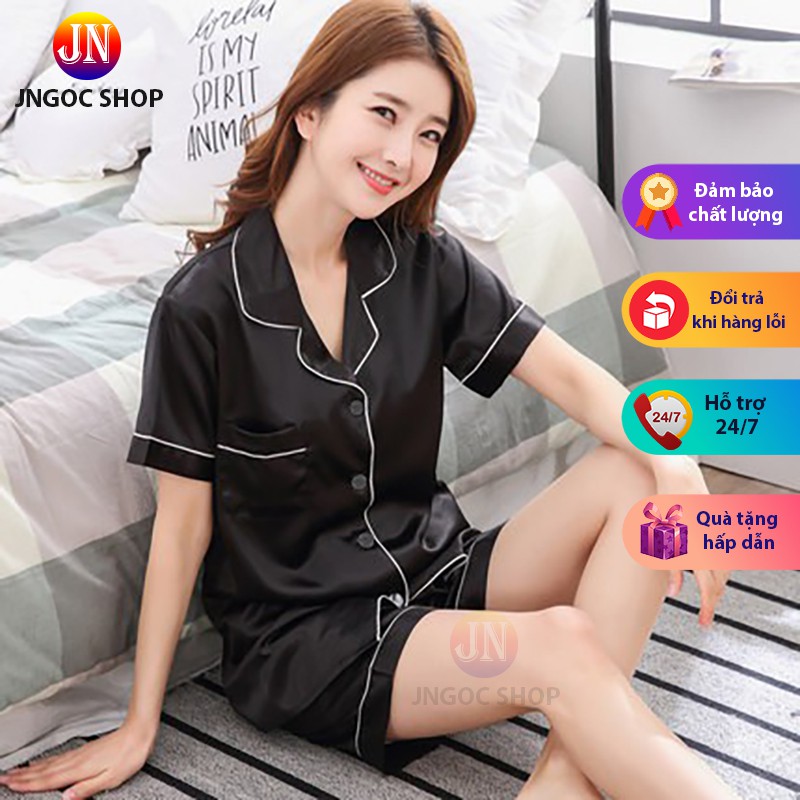 Bộ đồ ngủ mặc nhà cực kỳ sexy, Bộ đồ nữ Pijama lụa quần đùi hàng cao cấp