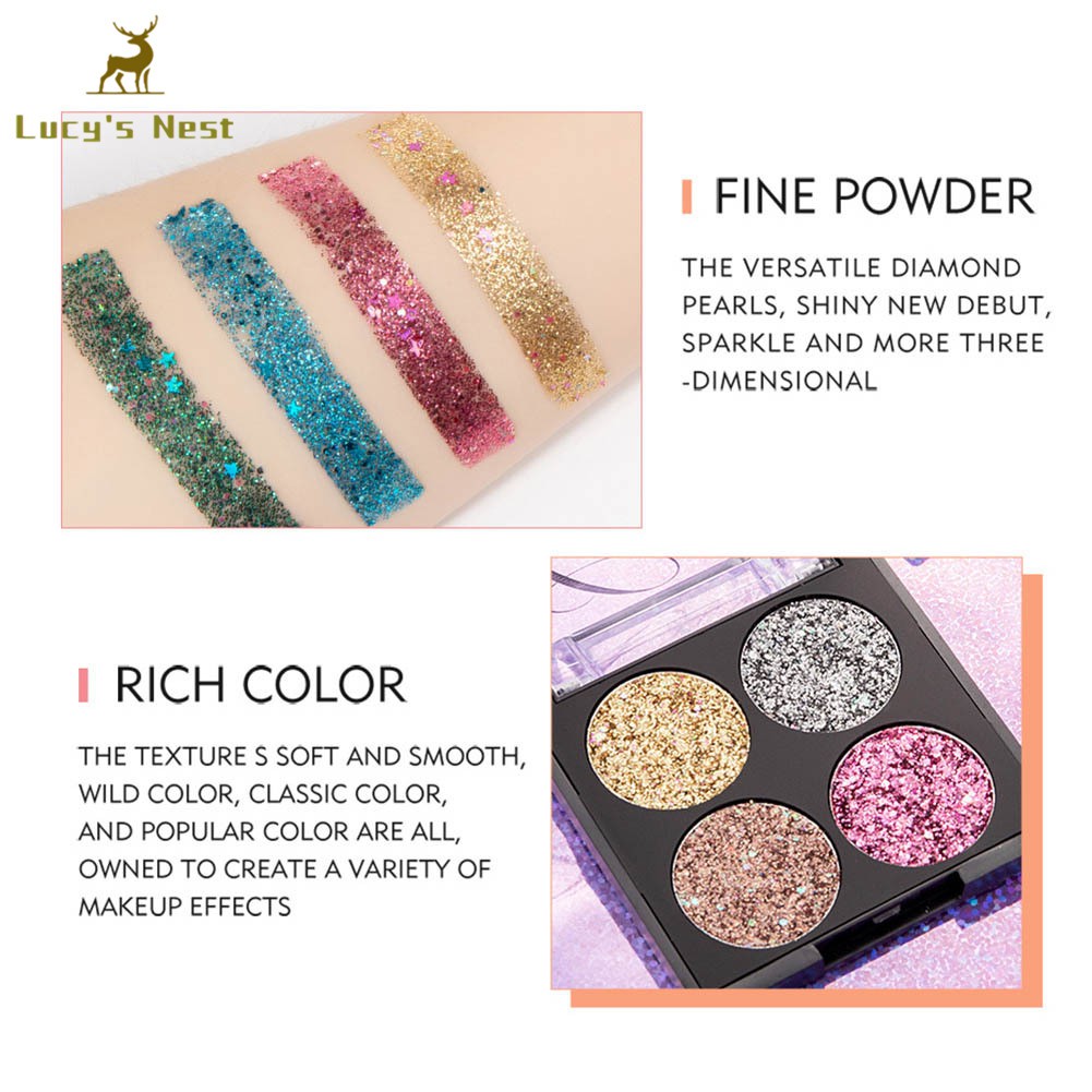 (Hàng Mới Về) Bảng Phấn Mắt 4 Màu Kim Sa Lấp Lánh Lâu Trôi Cho Nữ | BigBuy360 - bigbuy360.vn