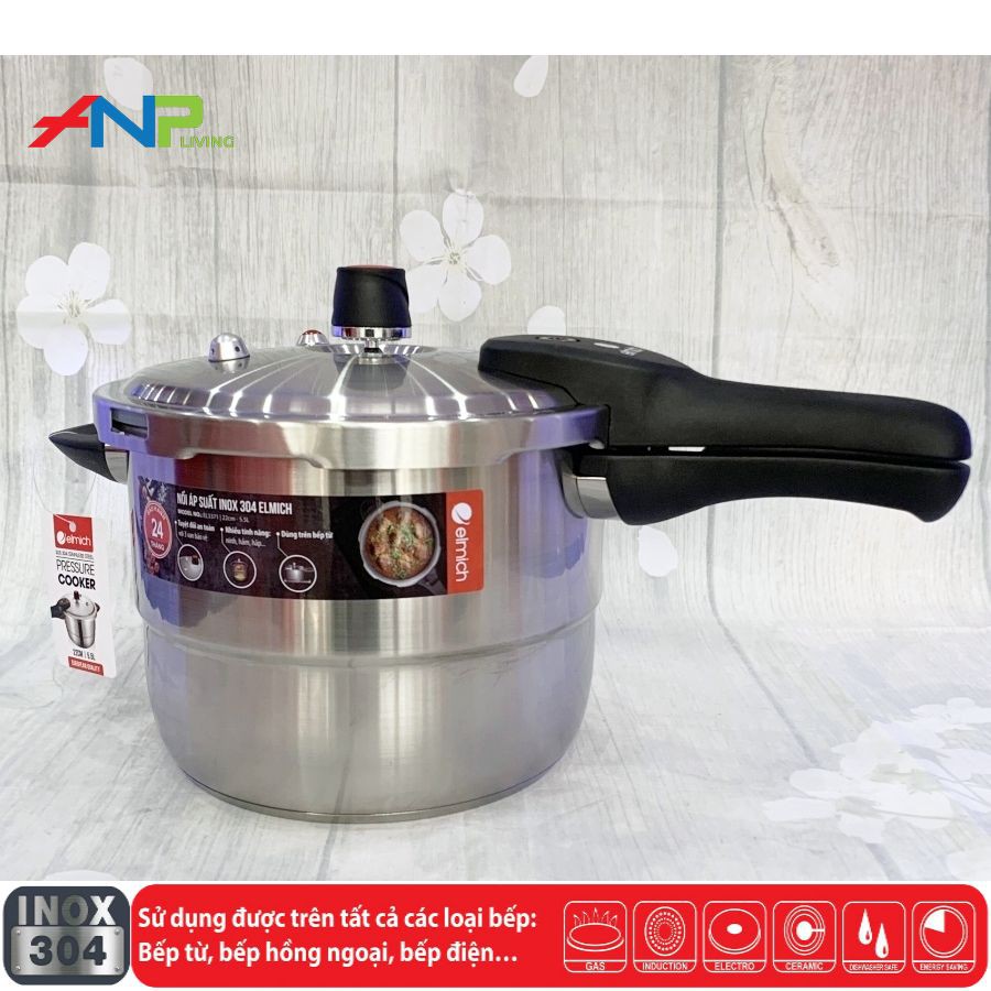 Nồi Áp Suất Inox 304 Elmich EL-3369 (20cm - 4L) / EL-3371 (22cm - 5.5L) - Hàng Nhập Khẩu Chính Hãng