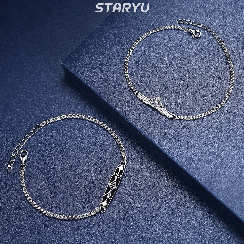 Vòng Tay Bạc 925 Đính Đá Zircon Hình Vương Miện Có Thể Điều Chỉnh Thời Trang Cho Cặp Đôi