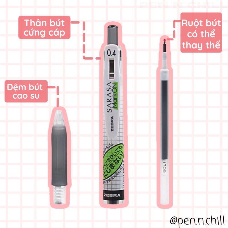 Bút Gel Chống Lem Nhòe Mực Zebra Sarasa Mark On - Cỡ ngòi 0.4/0.5mm
