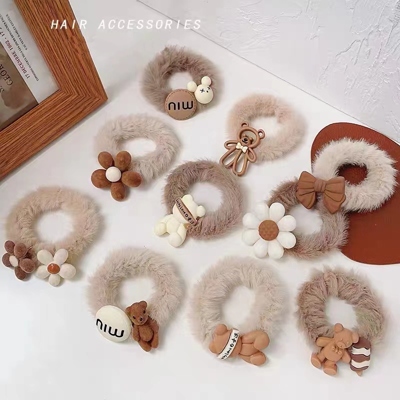 Set 5 Dây Cột Tóc Đính Nơ Họa Tiết Hoạt Hình Dễ Thương Cho Bé Gái