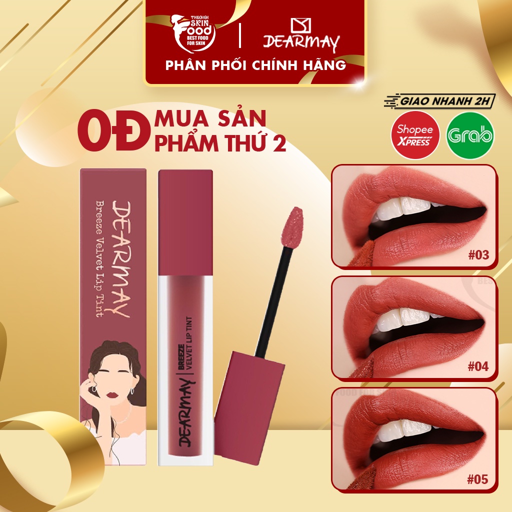 Son kem siêu lì, màu sắc thời thượng Hàn Quốc Dearmay Breeze Velvet Lip Tint 4.4g