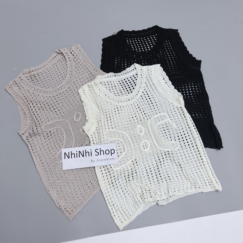 Xả hàng - Áo ba lỗ len lưới mỏng chữ X, Áo len lưới sexxy AL6701 - NhiNhi Shop