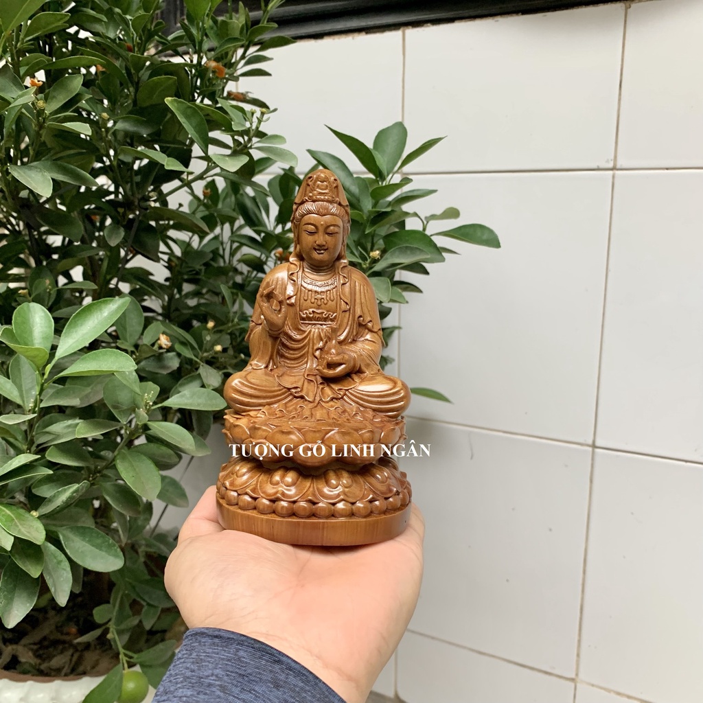 Tượng phật bà quan âm bồ tát cao 15 cm để táp lô xe ô tô