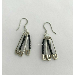 Bông tai DIY hạt cườm đen trắng cực phong cách