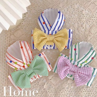 Bộ áo vest + đầm + dây dắt thoáng khí đính nơ dễ thương thời trang cho cún cưng