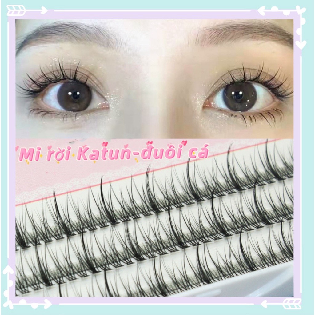 ✅Mi rời tự nối Katun trụ dày kết hợp mi đuôi cá Mengshuoer tạo điểm nhấn mi nhẹ tự nhiên dễ nối cho người mới học-MGKD00