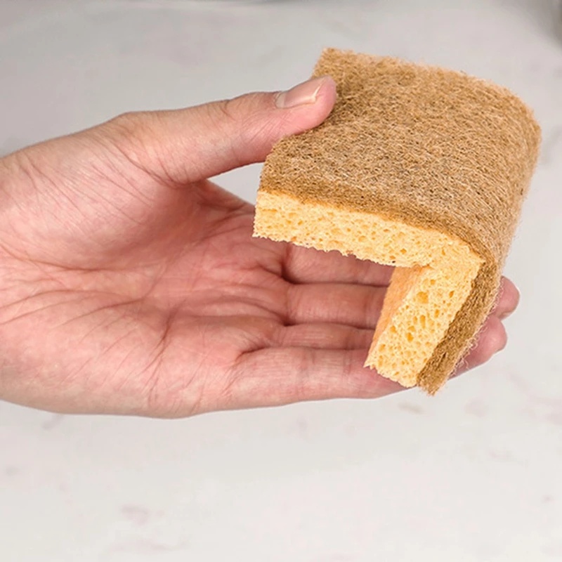 Miếng xốp rửa chén đĩa xoong nồi đa chức năng bằng cotton bột gỗ và thùa sợi thích hợp cho hộ gia đình