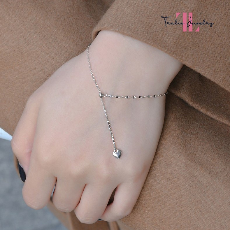 Lắc tay bạc 925 hình trái tim Tralie Jewelry, vòng tay bạc nữ dây mảnh mini heart mẫu mới
