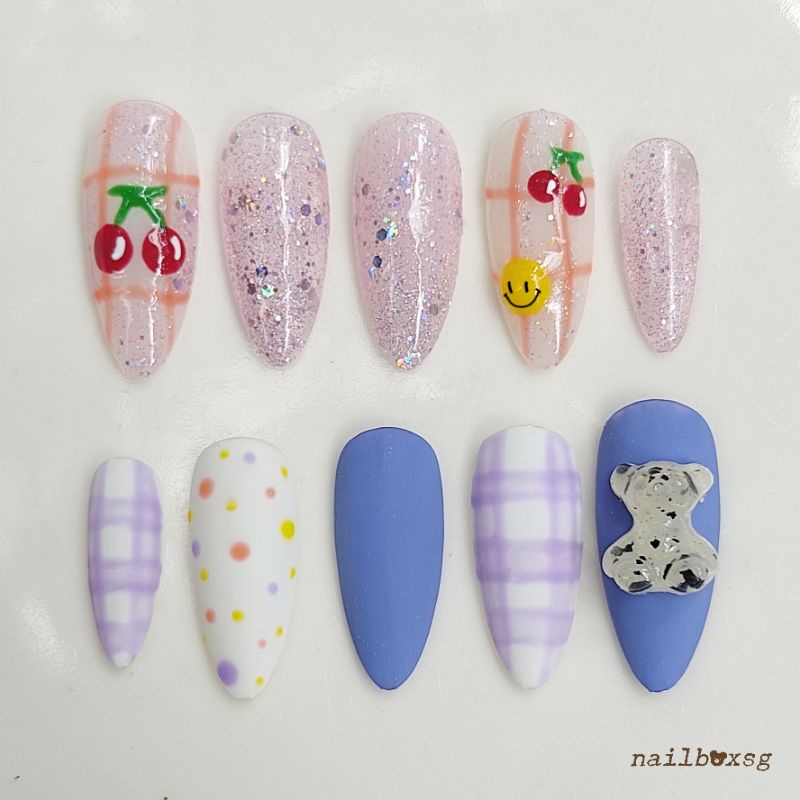 Bộ 10 móng úp thiết kế Nail box đo size theo yêu cầu