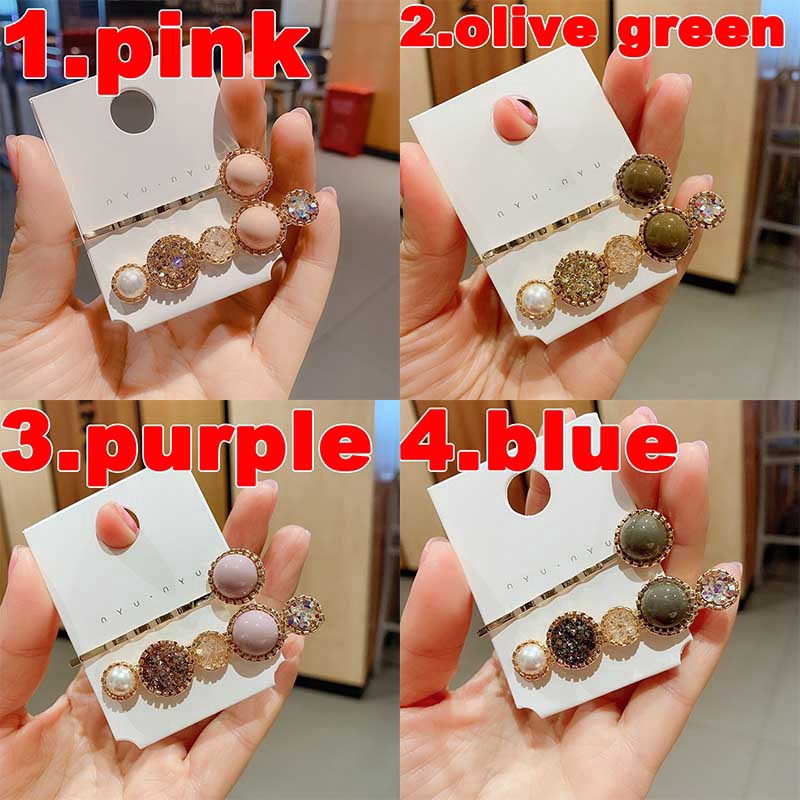 Bộ 2 cái kẹp tóc đính ngọc trai &amp; hạt màu kiểu Hàn Quốc