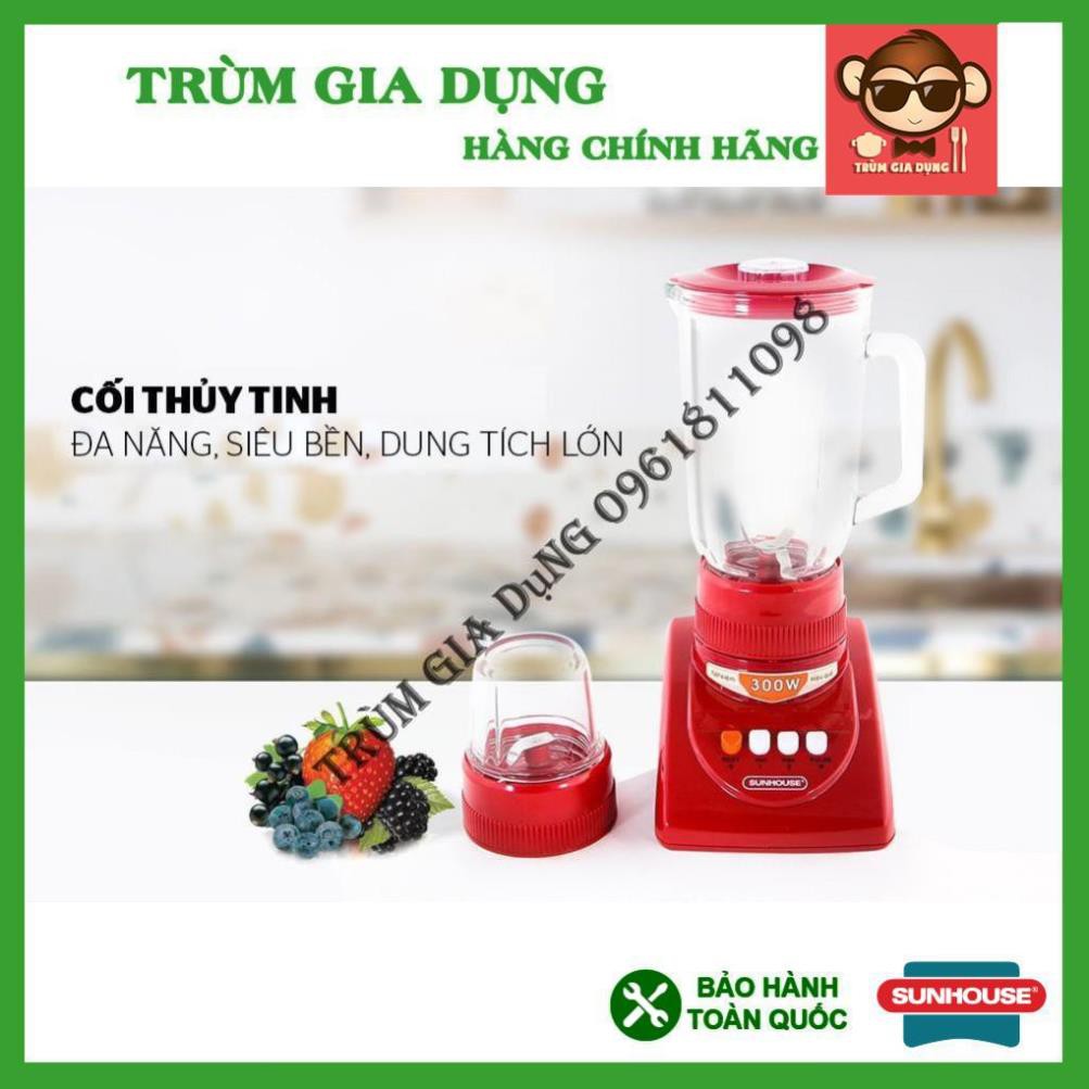 Máy xay sinh tố thủy tinh, máy xay sinh tố Sunhouse SHD5115, bảo hành toàn quốc, lưỡi dao sắc bén.