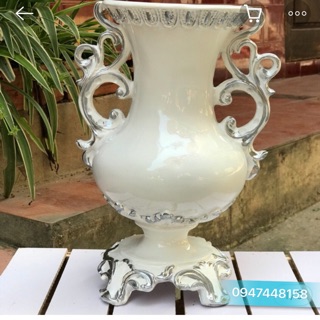 Bình hoa composite dáng cúp số 10 (trắng) Cao 34cm 💯BAO BỂ VỠ💯