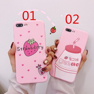 Ốp điện thoại TPU mềm hình sữa dâu dễ thương dành cho IPHONE 6/6S/6+/6S+/7/8/7+/8+/X/XS/XR/XSMAX