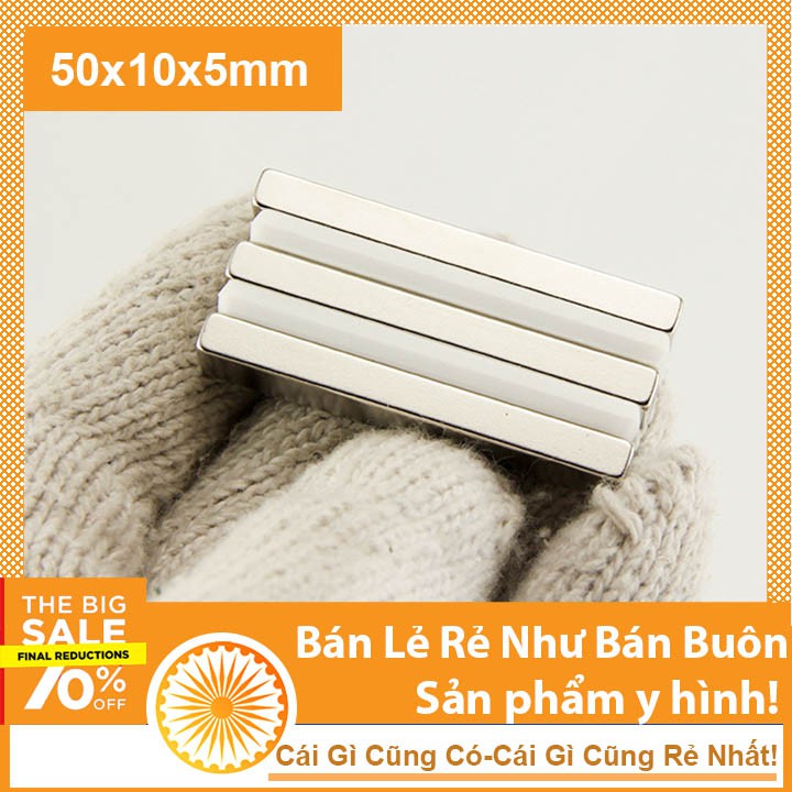 Nam châm chữ nhật 50x10x5mm loại nam châm đất hiếm