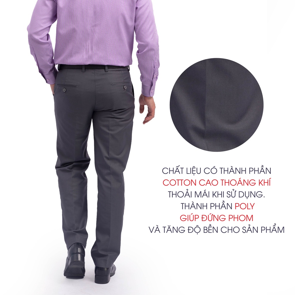 Quần Âu Nam Trung Niên ANCHI Màu Ghi Đậm Vải Tuytsi, Quần Tây Nam Công Sở Cao Cấp