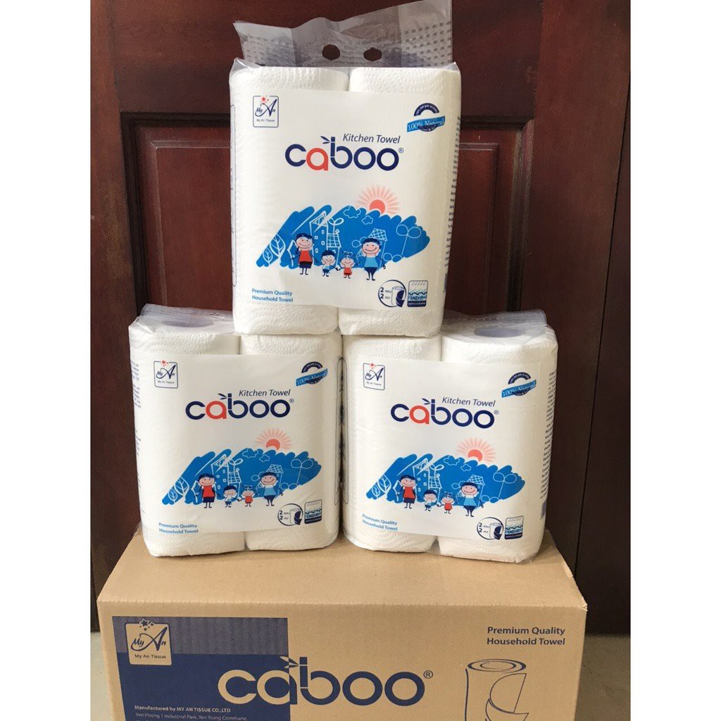 Bịch 2 cuộn khăn lau bếp đa năng Caboo hàng cao cấp Việt nam