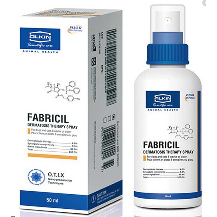 FABRICIL 50ml - Thuốc xịt trị viêm da - ngứa da - mẩn đỏ - viêm da có mủ dành cho chó mèo