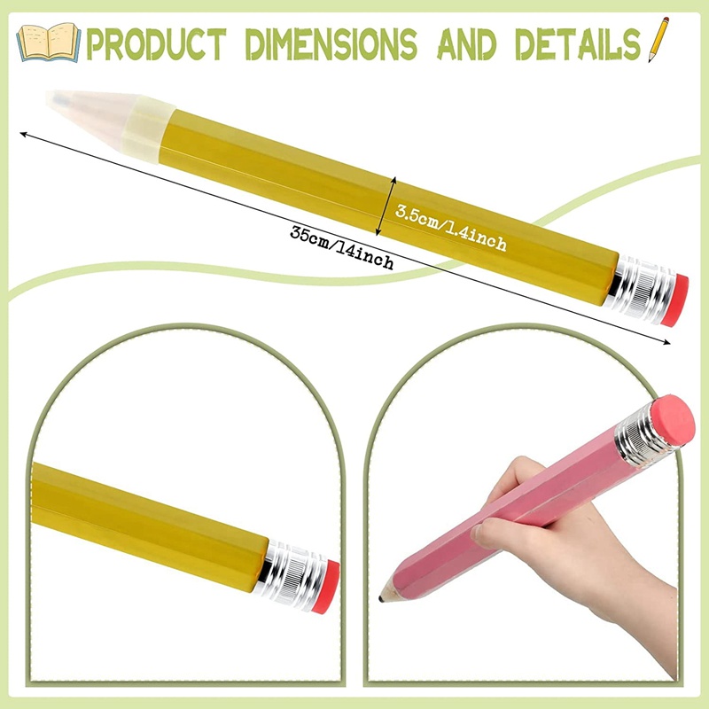 6 chiếc Bút chì Jumbo bằng gỗ cho Prop. Bút chì lớn vui nhộn Bút chì khổng lồ khổng lồ 14 Inch Bút chì cho đồ dùng gia đình và học tập